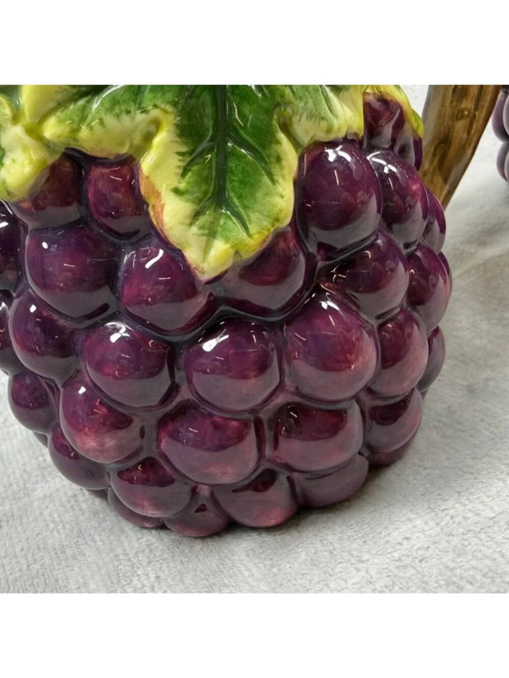 Grape-Themed Ceramic Pitcher Sugar Bowl Set Kitchen Decor Vintage 2 Piece Set KK
